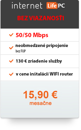 Internet pre domácnosti LifePC bez viazanosťi