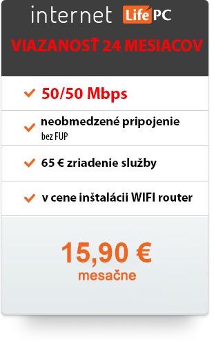 Internet pre domácnosti LifePC viazanosť 24 mesiacov